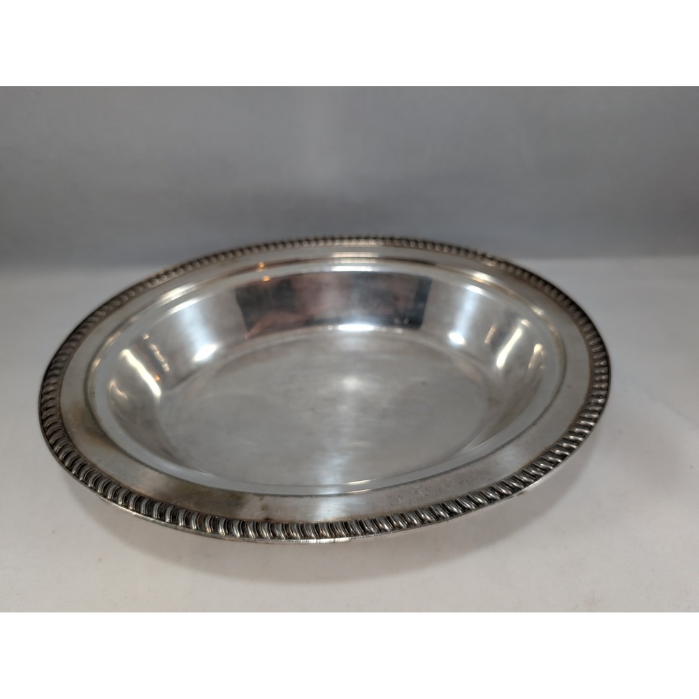 Vintage‎ Silver Plated Serving Dish Tray Ornate Rope Edge Round Platter
